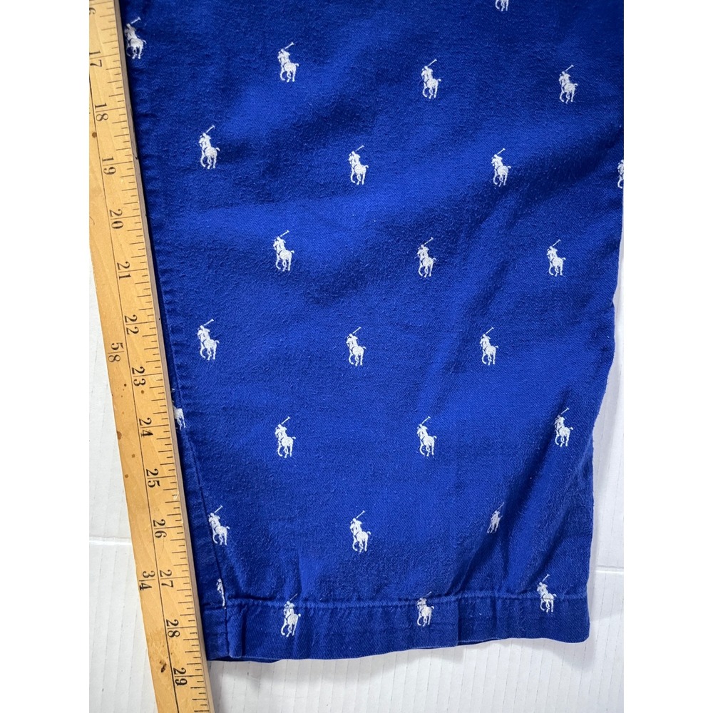 Polo Ralph Lauren Pajama Pants Women Large Blue Pony Print Cotton Lounge - Picture 6 of 7